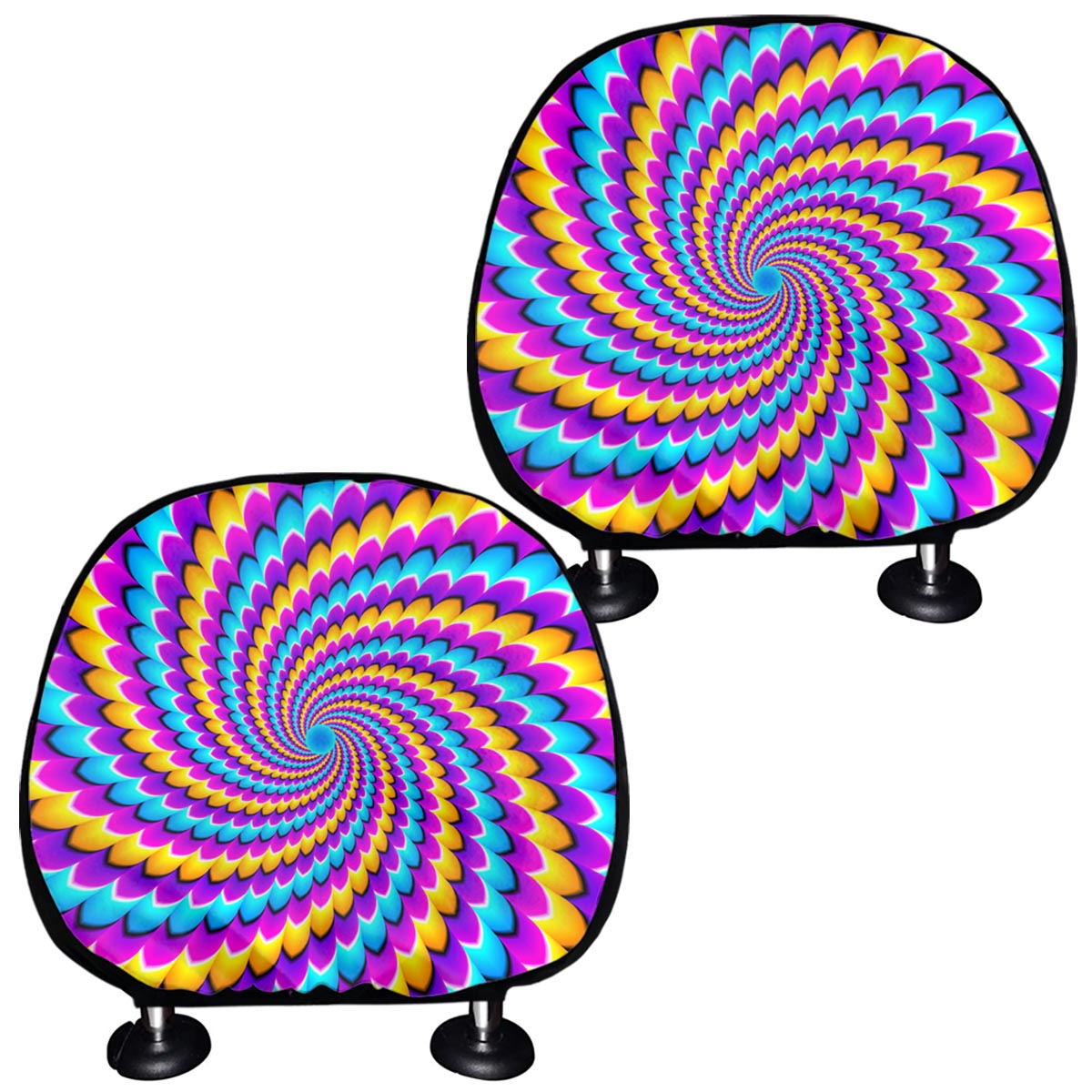 Spiral Colors Moving Optical Illusion Car Headrest Covers