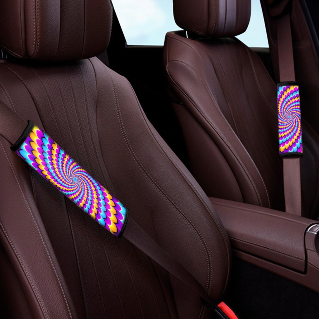Spiral Colors Moving Optical Illusion Car Seat Belt Covers