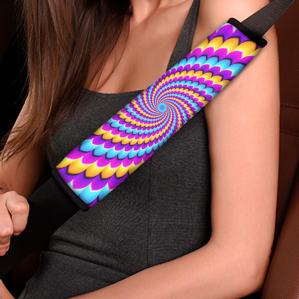 Spiral Colors Moving Optical Illusion Car Seat Belt Covers