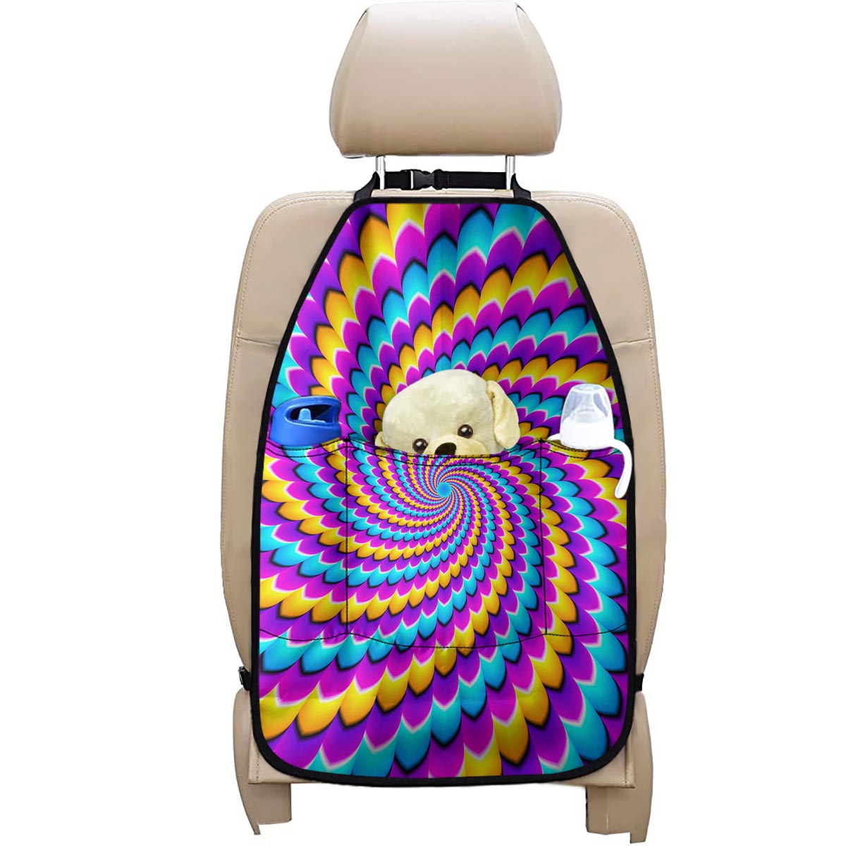Spiral Colors Moving Optical Illusion Car Seat Organizers