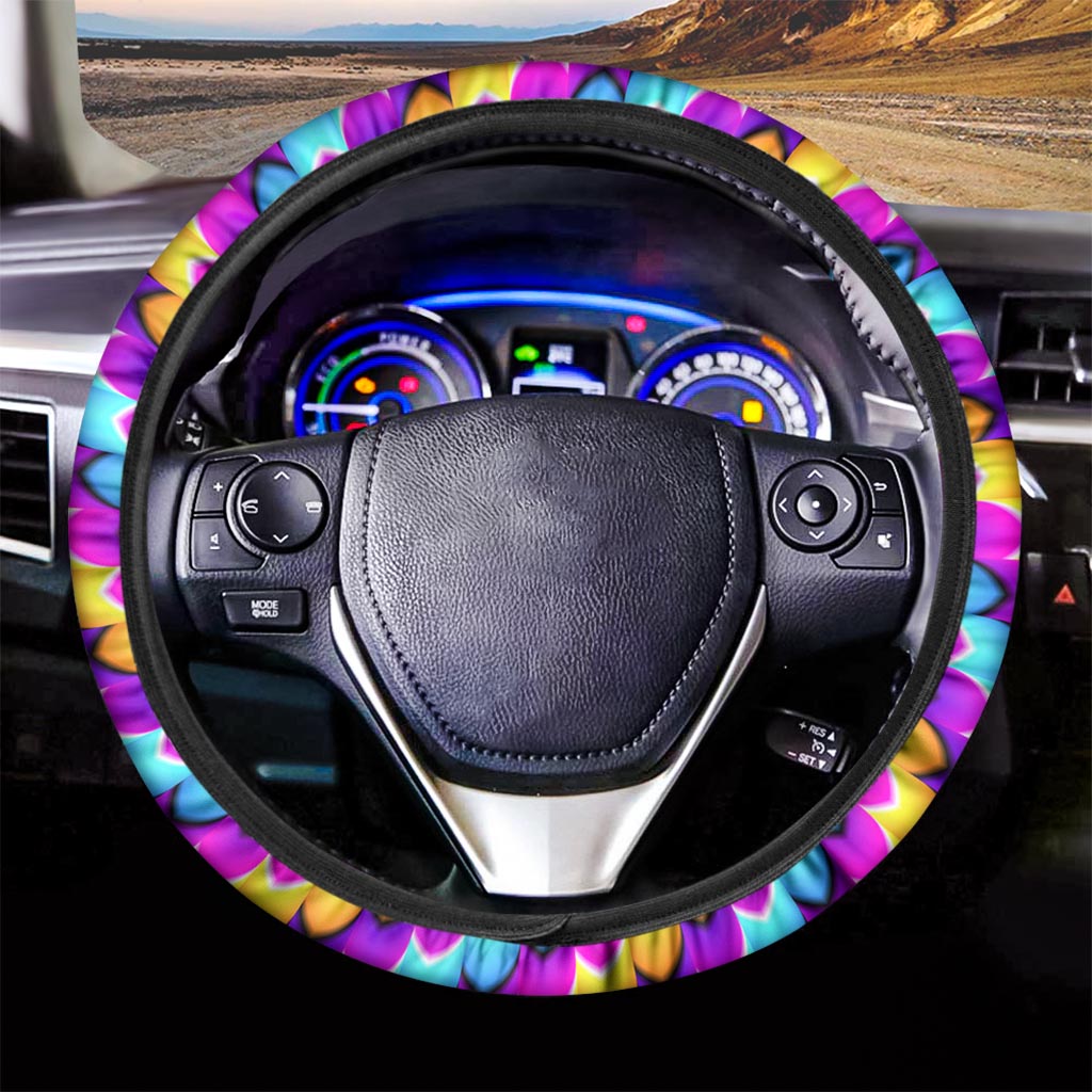 Spiral Colors Moving Optical Illusion Car Steering Wheel Cover