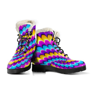 Spiral Colors Moving Optical Illusion Comfy Boots GearFrost