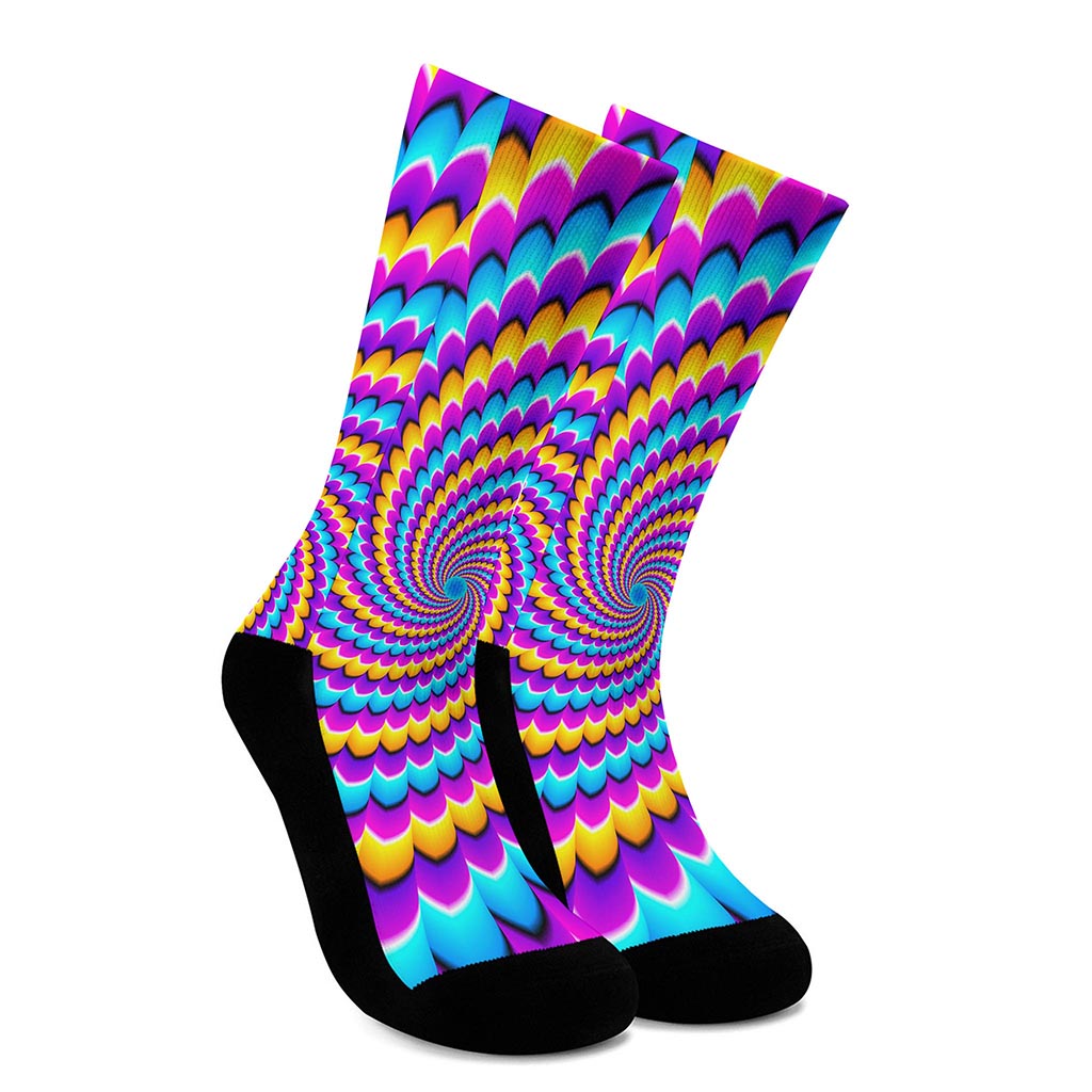 Spiral Colors Moving Optical Illusion Crew Socks