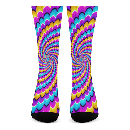 Spiral Colors Moving Optical Illusion Crew Socks