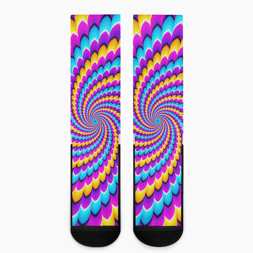 Spiral Colors Moving Optical Illusion Crew Socks