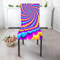 Spiral Colors Moving Optical Illusion Dining Chair Slipcover