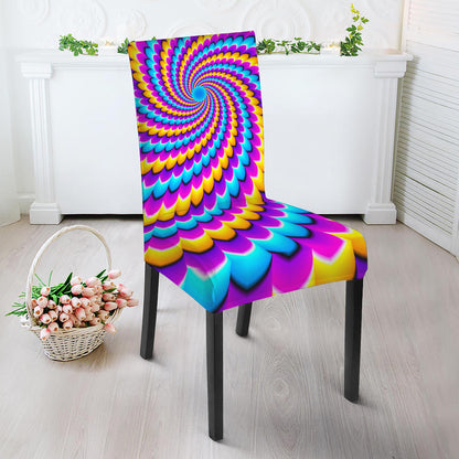 Spiral Colors Moving Optical Illusion Dining Chair Slipcover