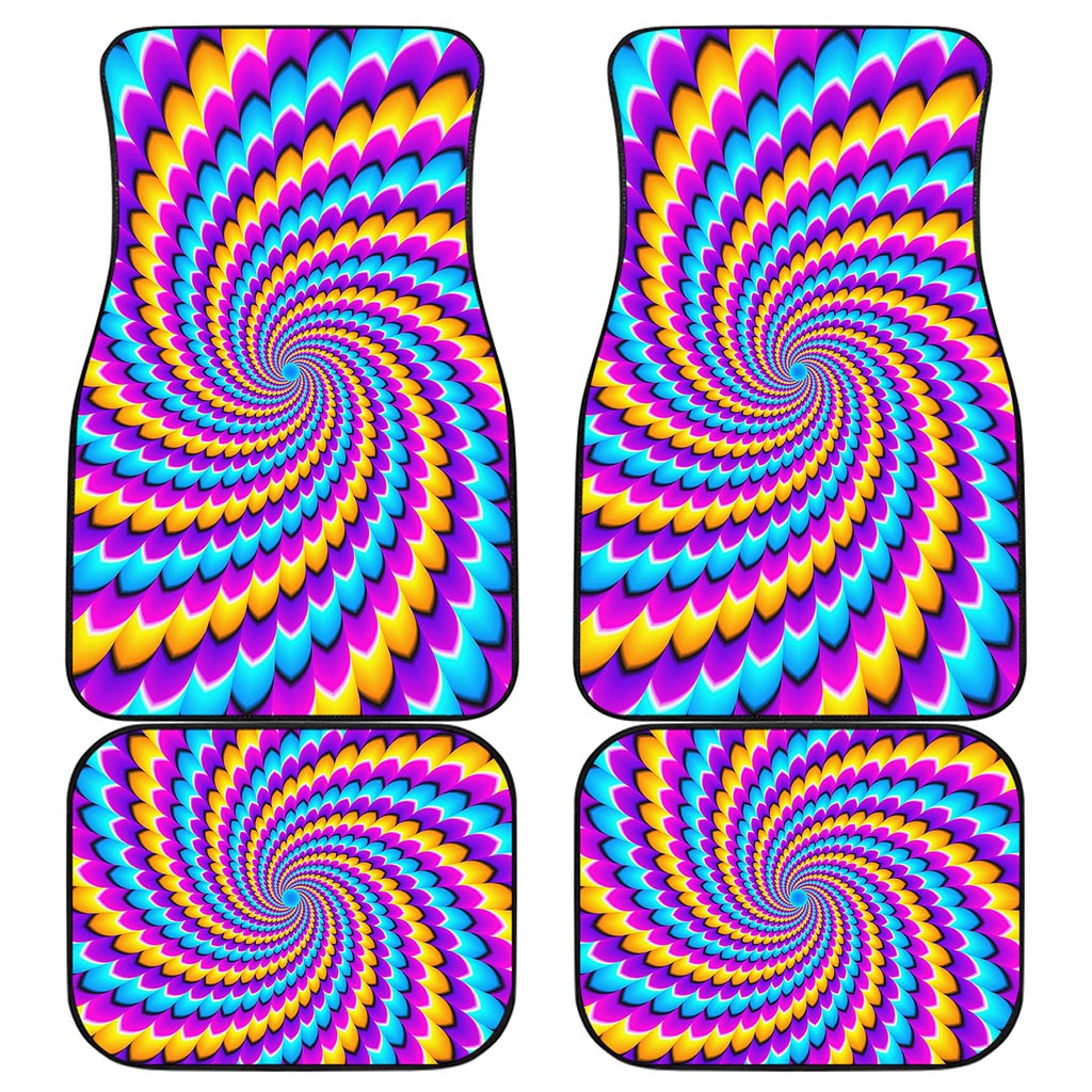 Spiral Colors Moving Optical Illusion Front and Back Car Floor Mats