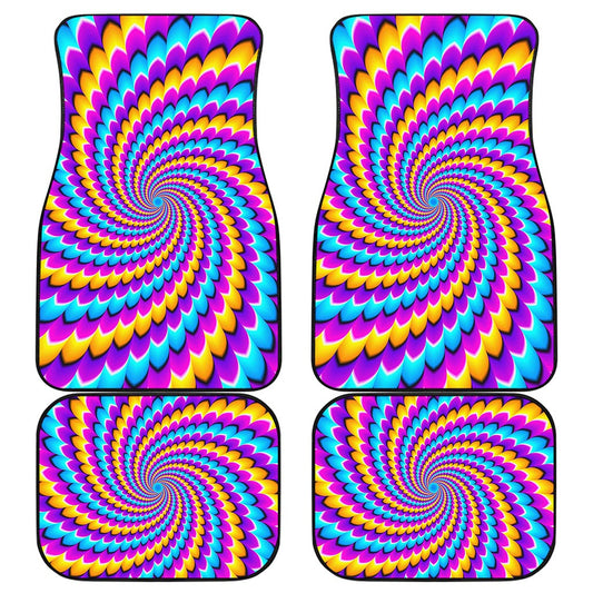 Spiral Colors Moving Optical Illusion Front and Back Car Floor Mats