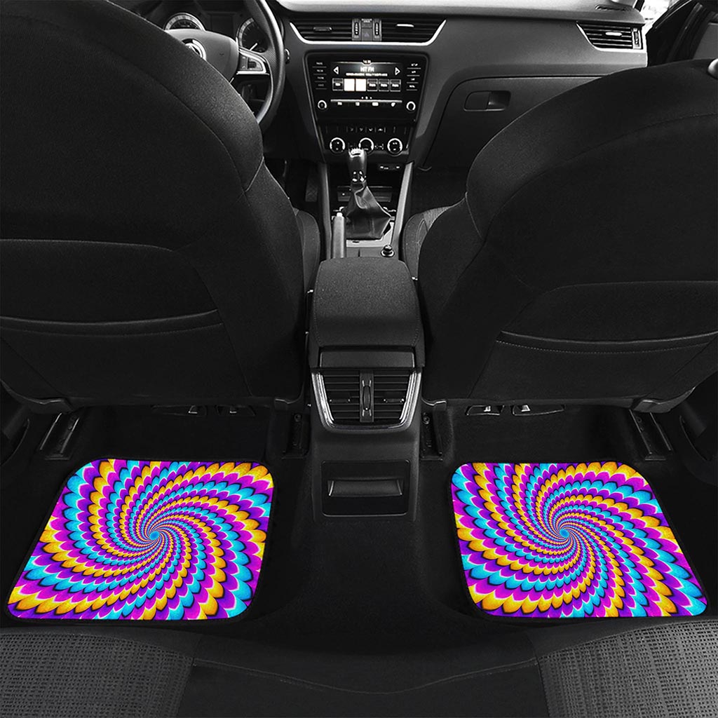 Spiral Colors Moving Optical Illusion Front and Back Car Floor Mats