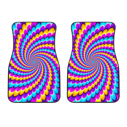 Spiral Colors Moving Optical Illusion Front Car Floor Mats