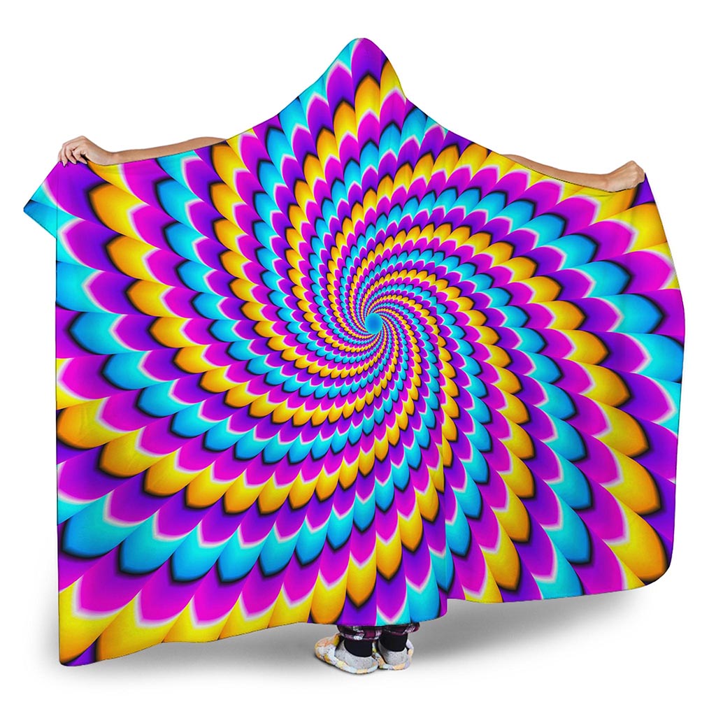 Spiral Colors Moving Optical Illusion Hooded Blanket
