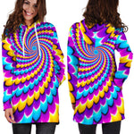 Spiral Colors Moving Optical Illusion Hoodie Dress GearFrost