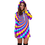Spiral Colors Moving Optical Illusion Hoodie Dress GearFrost