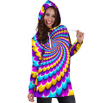 Spiral Colors Moving Optical Illusion Hoodie Dress GearFrost