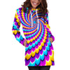 Spiral Colors Moving Optical Illusion Hoodie Dress GearFrost