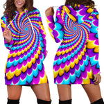 Spiral Colors Moving Optical Illusion Hoodie Dress GearFrost