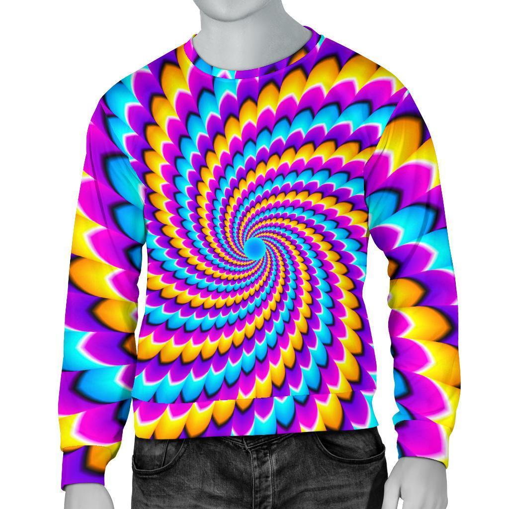 Spiral Colors Moving Optical Illusion Men's Crewneck Sweatshirt GearFrost