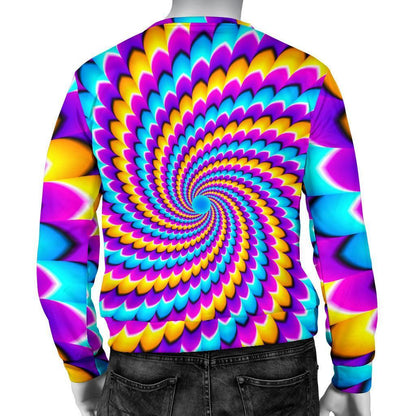 Spiral Colors Moving Optical Illusion Men's Crewneck Sweatshirt GearFrost