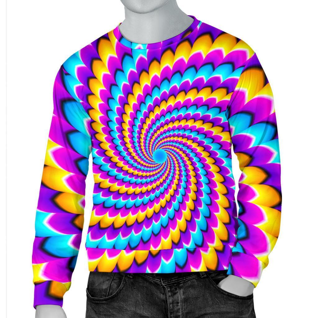 Spiral Colors Moving Optical Illusion Men's Crewneck Sweatshirt GearFrost