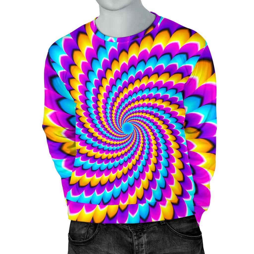 Spiral Colors Moving Optical Illusion Men's Crewneck Sweatshirt GearFrost