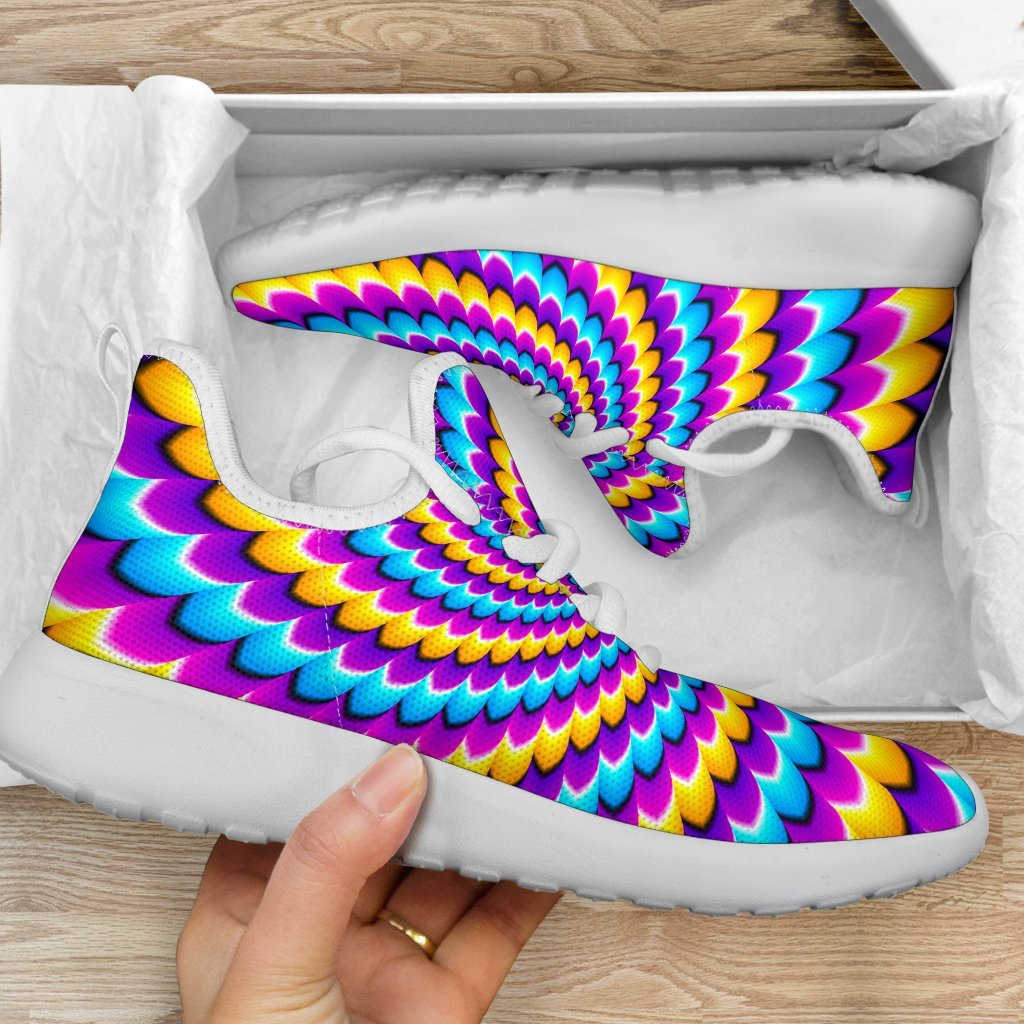 Spiral Colors Moving Optical Illusion Mesh Knit Shoes GearFrost
