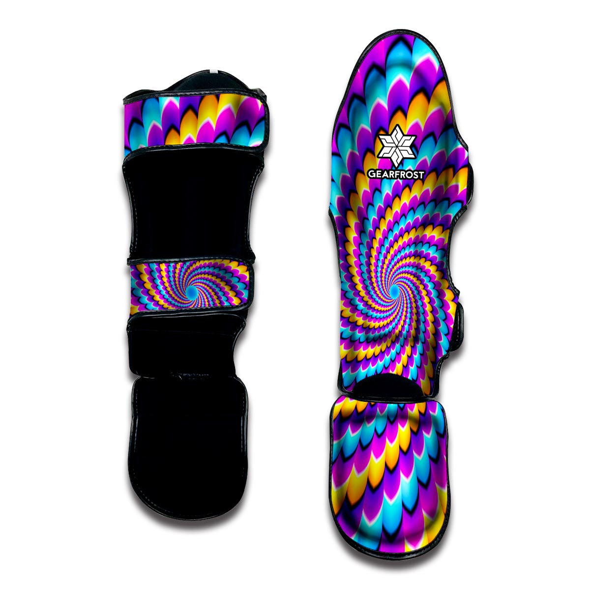 Spiral Colors Moving Optical Illusion Muay Thai Shin Guard