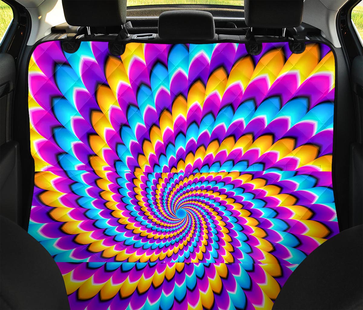Spiral Colors Moving Optical Illusion Pet Car Back Seat Cover
