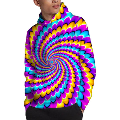 Spiral Colors Moving Optical Illusion Pullover Hoodie