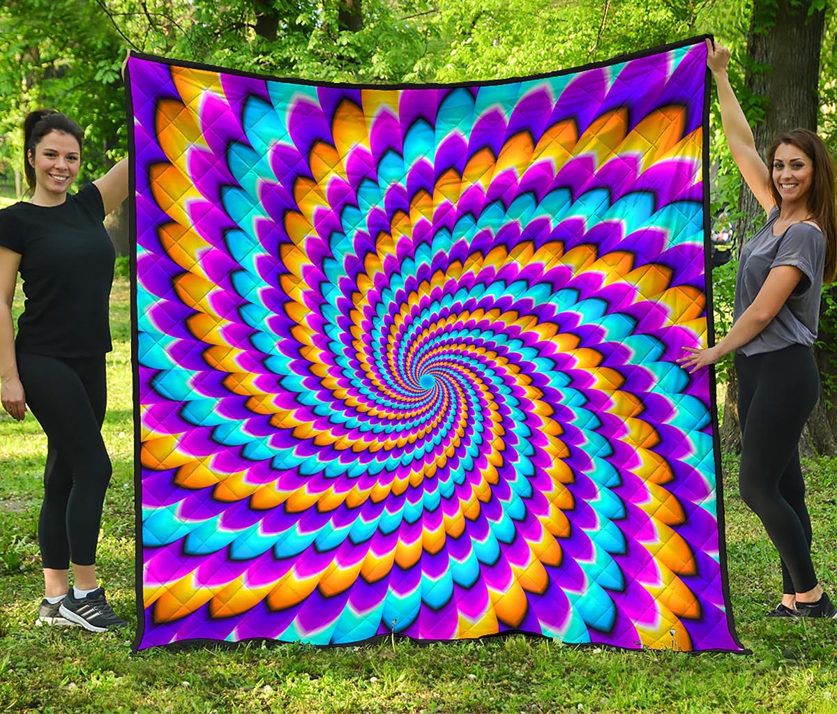 Spiral Colors Moving Optical Illusion Quilt