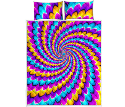 Spiral Colors Moving Optical Illusion Quilt Bed Set