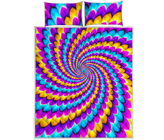 Spiral Colors Moving Optical Illusion Quilt Bed Set
