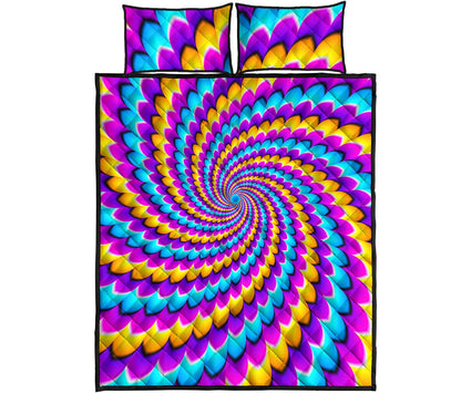 Spiral Colors Moving Optical Illusion Quilt Bed Set
