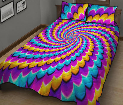 Spiral Colors Moving Optical Illusion Quilt Bed Set
