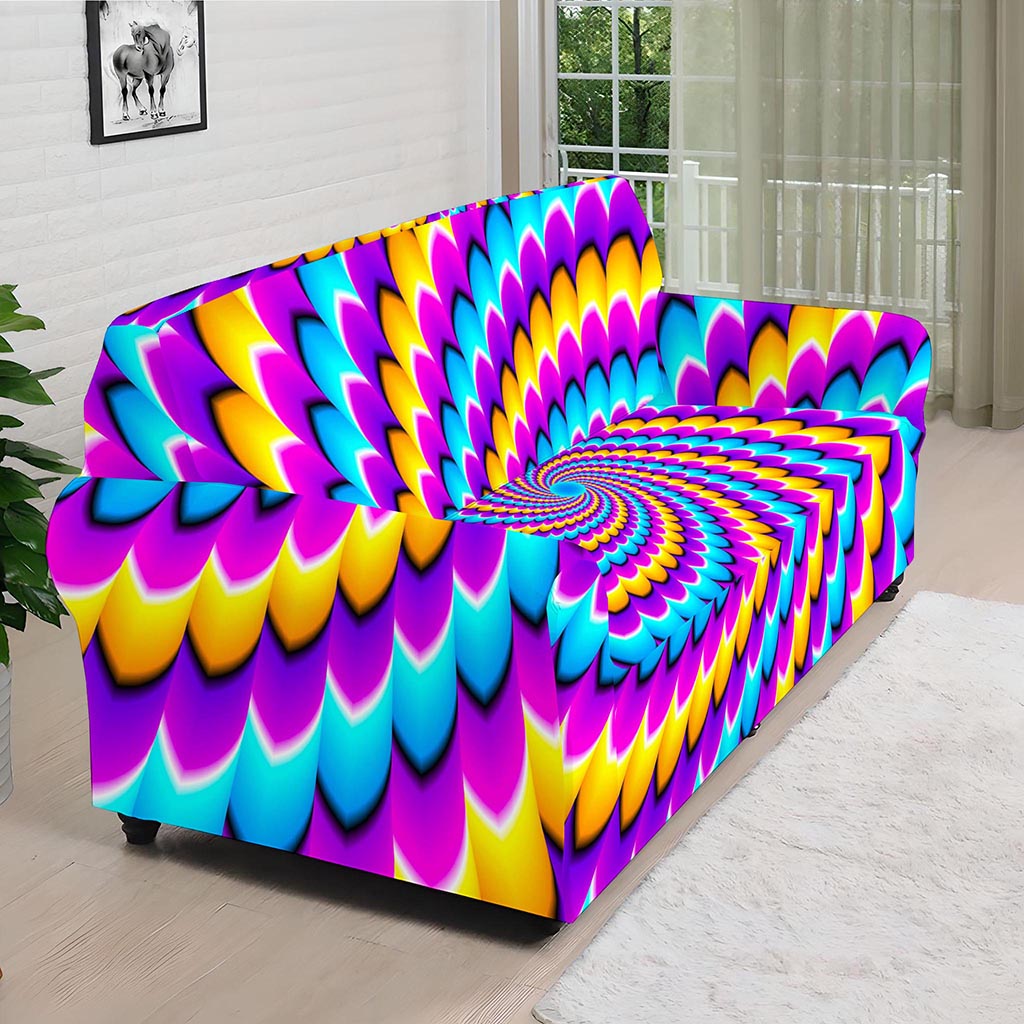 Spiral Colors Moving Optical Illusion Sofa Cover