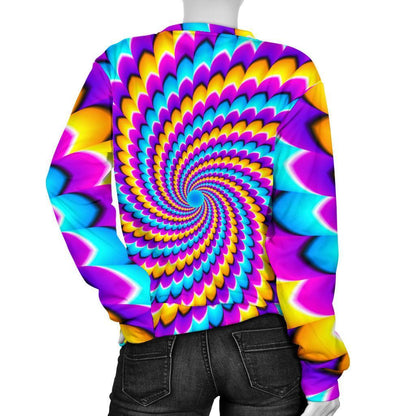 Spiral Colors Moving Optical Illusion Women's Crewneck Sweatshirt GearFrost