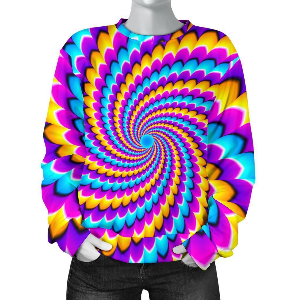 Spiral Colors Moving Optical Illusion Women's Crewneck Sweatshirt GearFrost