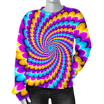 Spiral Colors Moving Optical Illusion Women's Crewneck Sweatshirt GearFrost