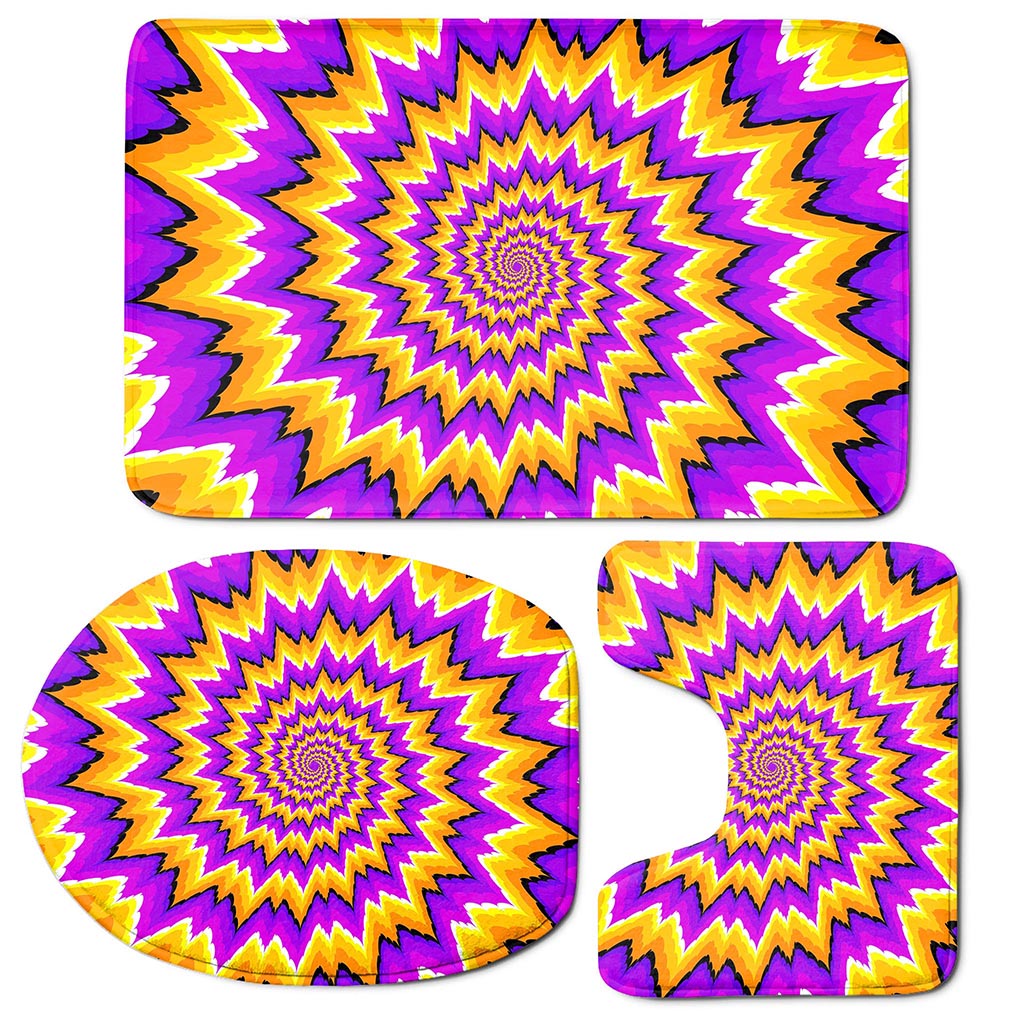 Spiral Expansion Moving Optical Illusion 3 Piece Bath Mat Set
