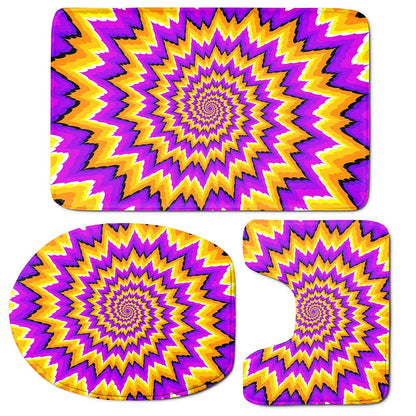 Spiral Expansion Moving Optical Illusion 3 Piece Bath Mat Set