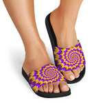 Spiral Expansion Moving Optical Illusion Black Slide Sandals