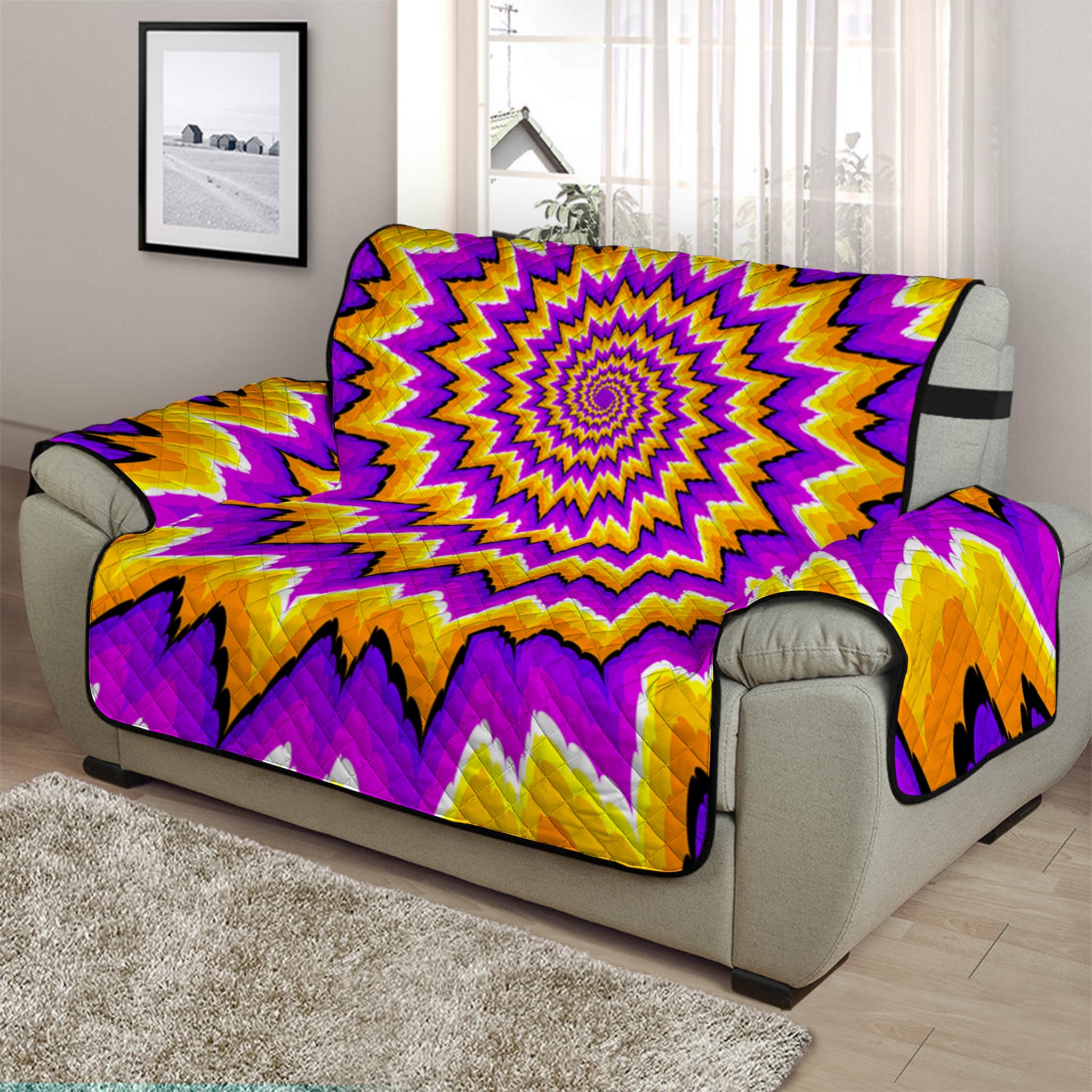 Spiral Expansion Moving Optical Illusion Half Sofa Protector