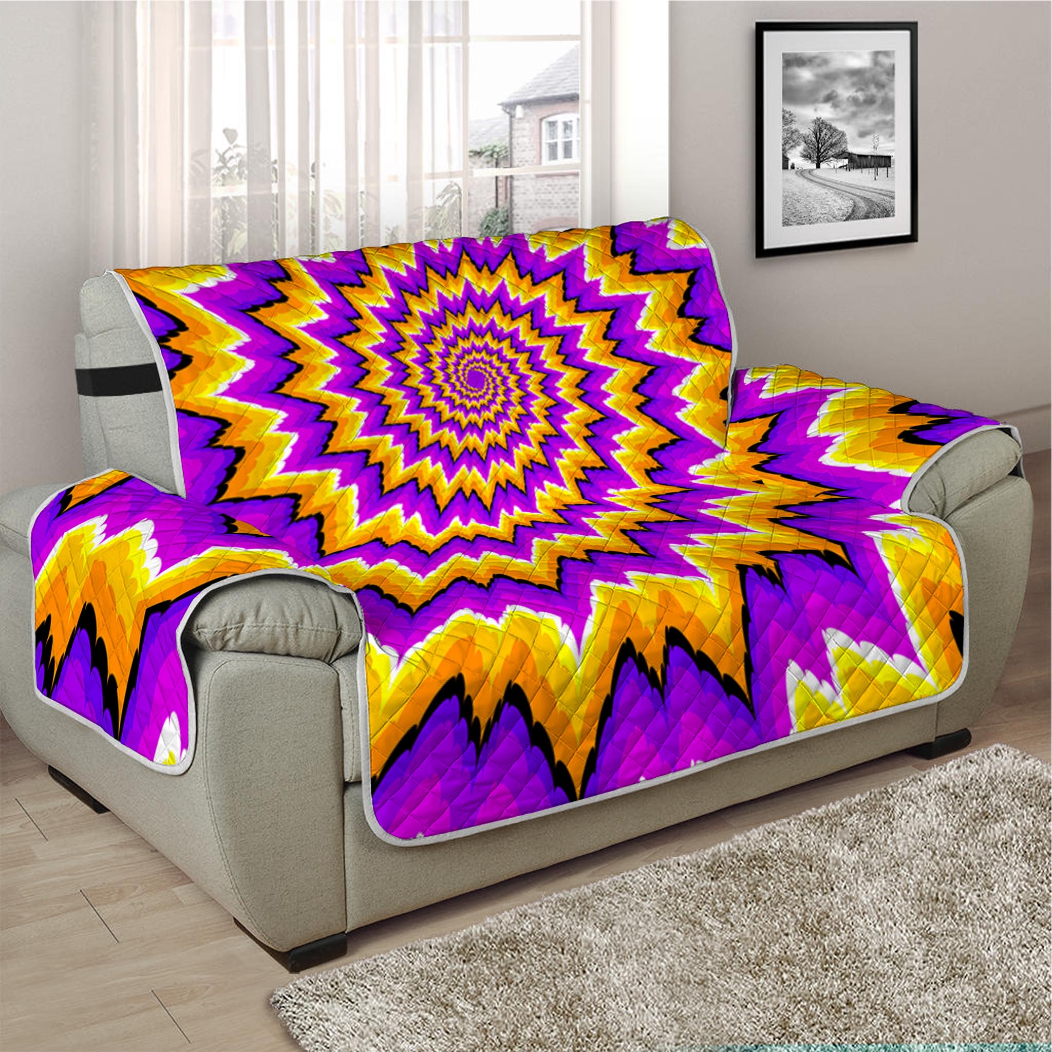 Spiral Expansion Moving Optical Illusion Half Sofa Protector