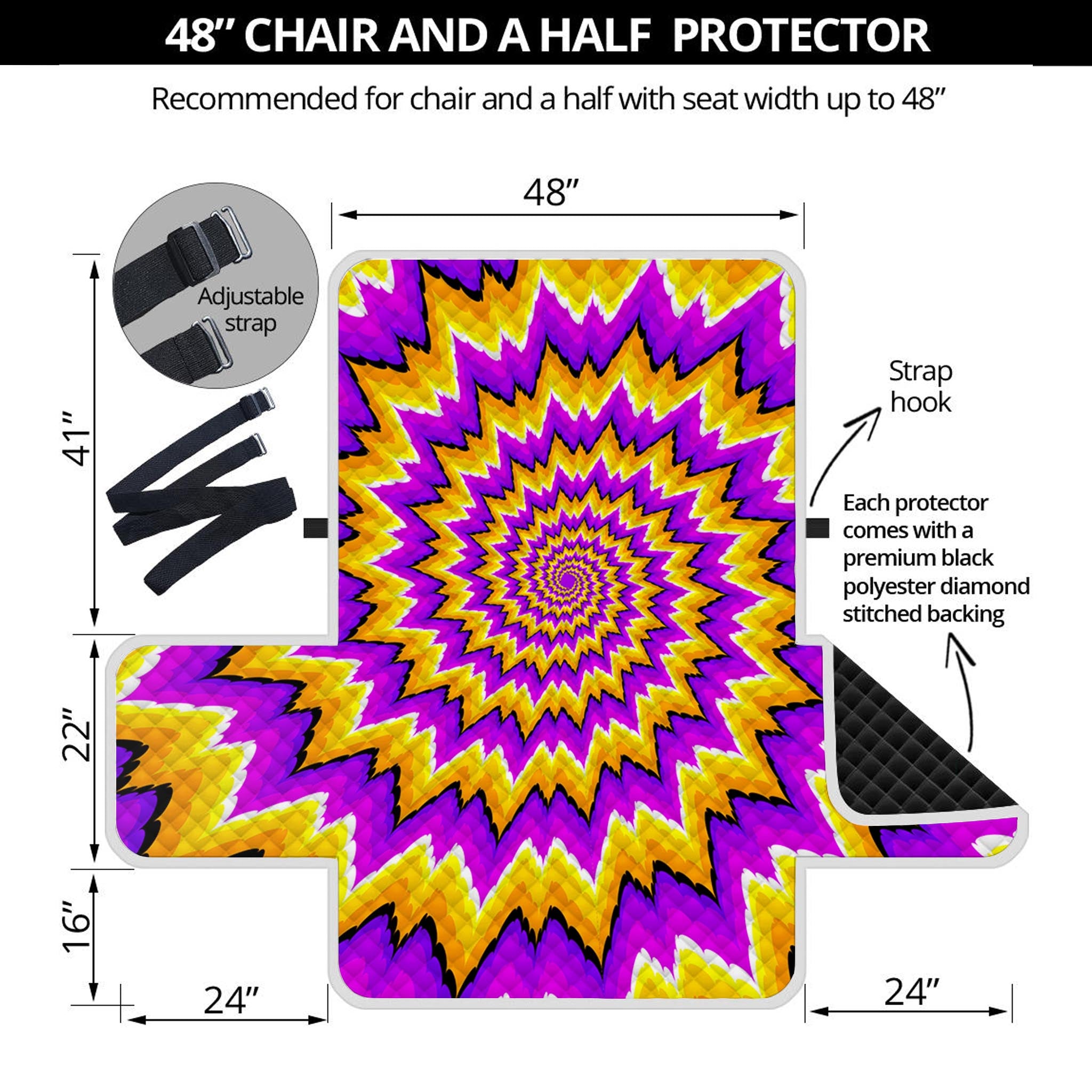 Spiral Expansion Moving Optical Illusion Half Sofa Protector