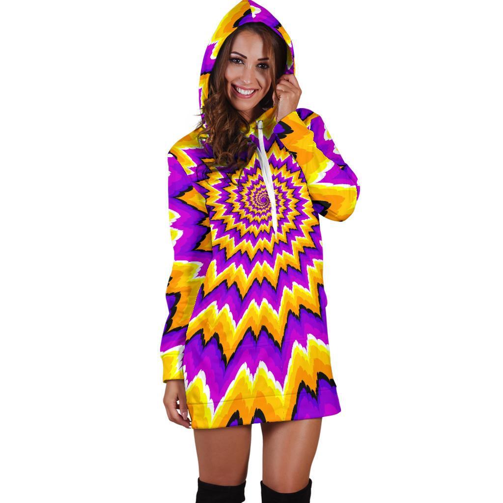 Spiral Expansion Moving Optical Illusion Hoodie Dress GearFrost