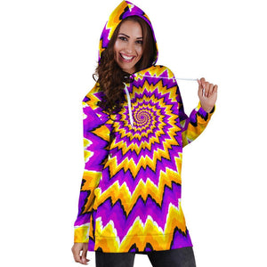 Spiral Expansion Moving Optical Illusion Hoodie Dress GearFrost