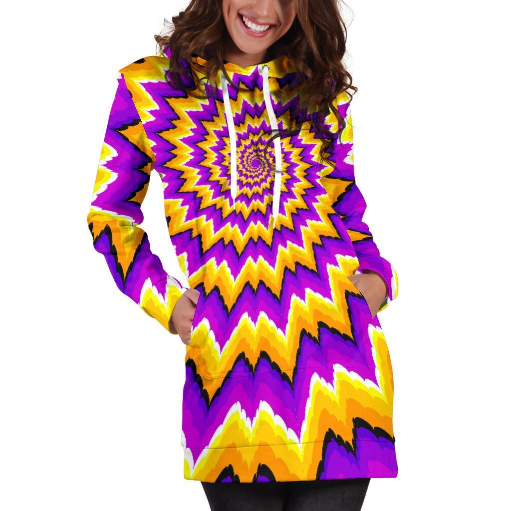 Spiral Expansion Moving Optical Illusion Hoodie Dress GearFrost