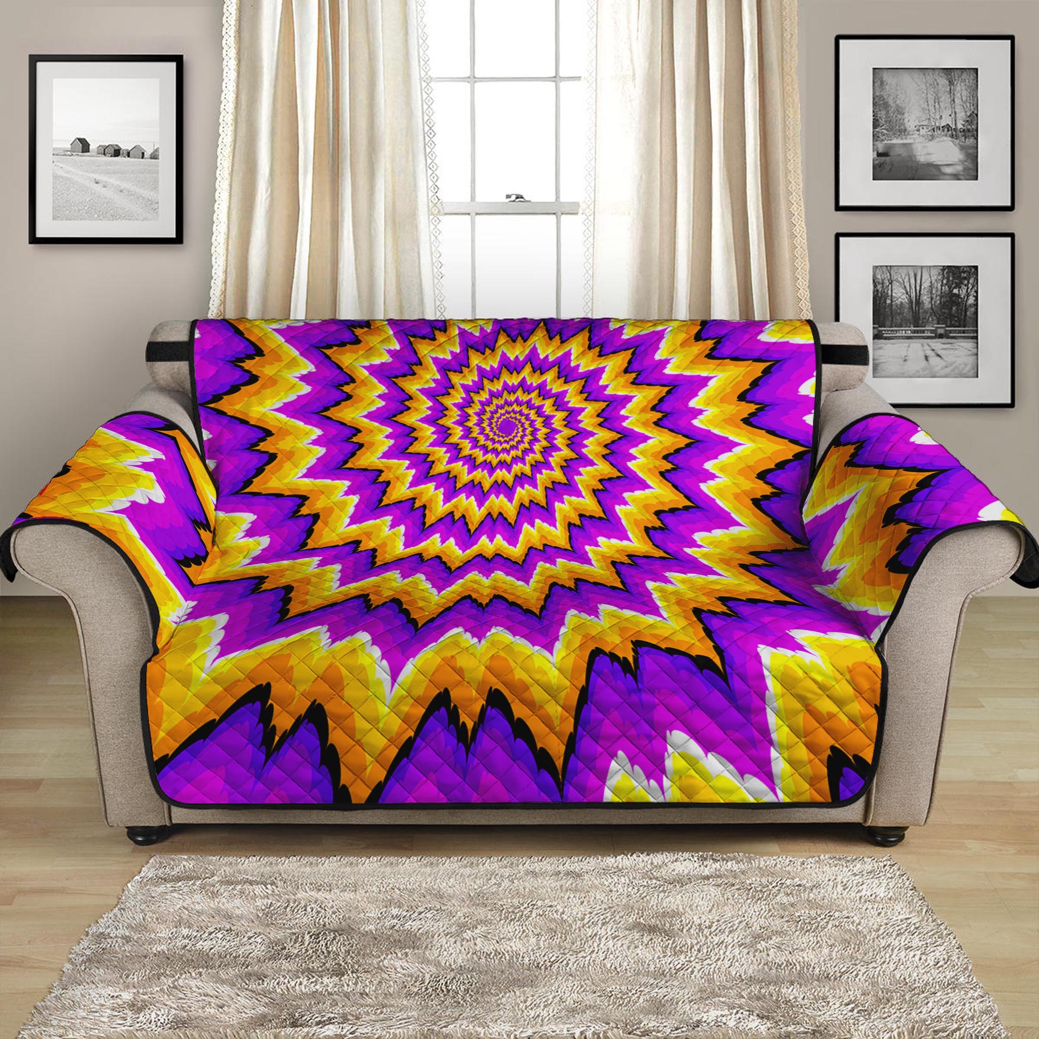 Spiral Expansion Moving Optical Illusion Loveseat Protector