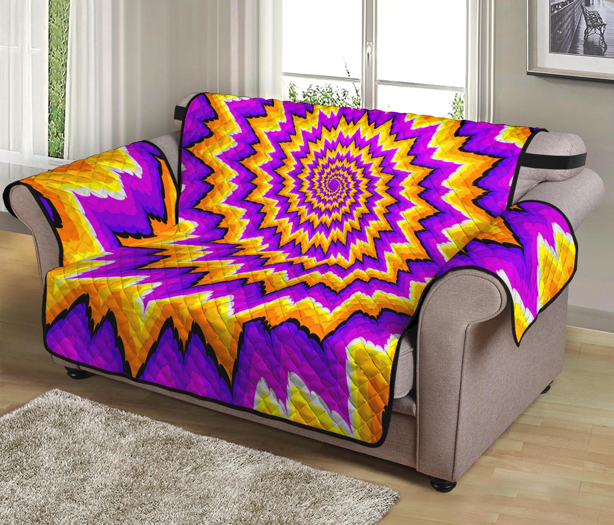 Spiral Expansion Moving Optical Illusion Loveseat Protector