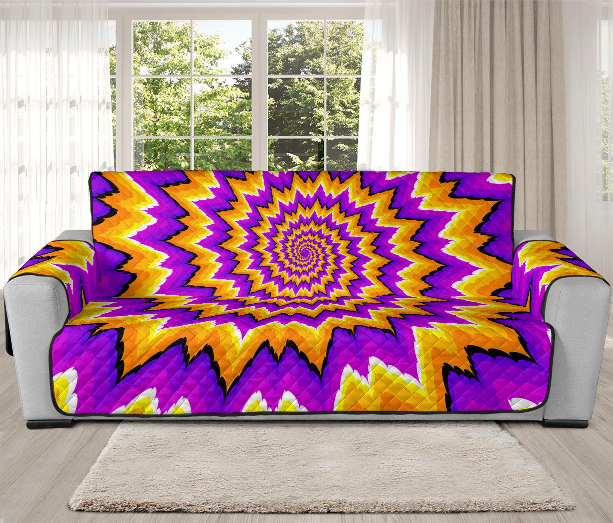 Spiral Expansion Moving Optical Illusion Oversized Sofa Protector